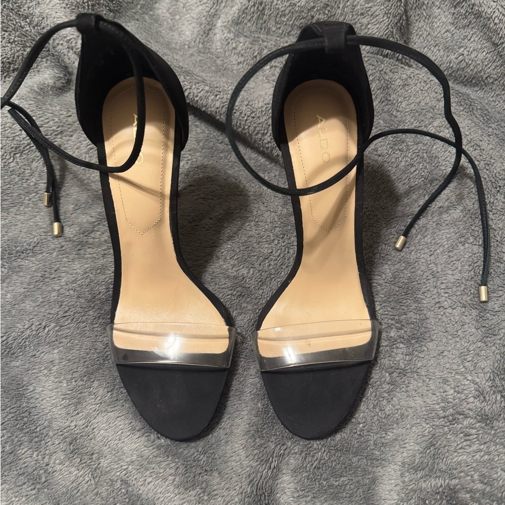 Aldo Black Heels with Transparent Strap